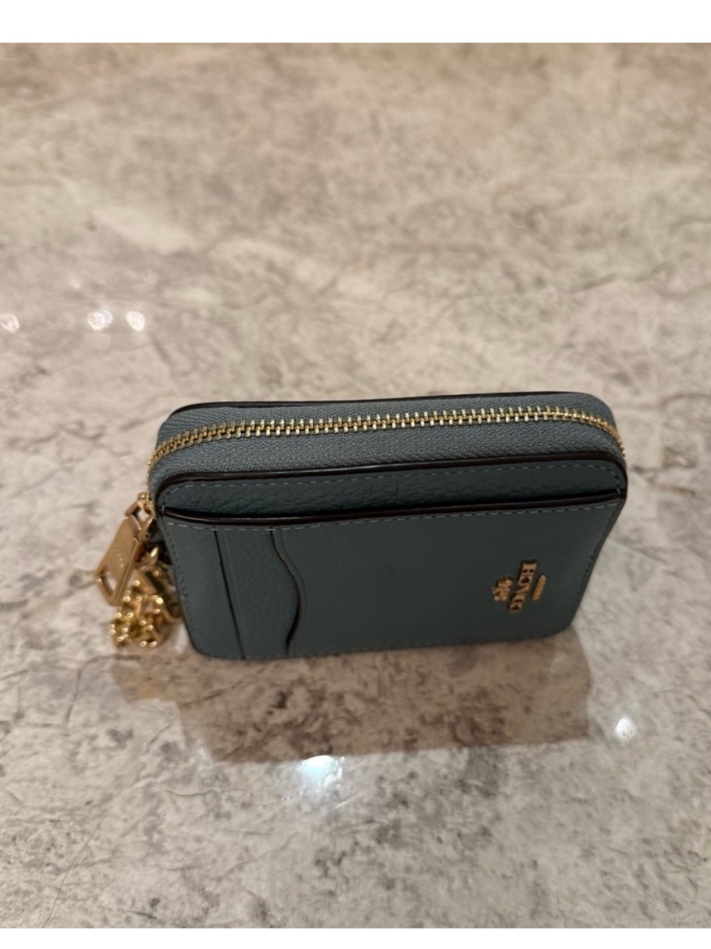 Coach Teal Leather Keychain card holder - Picture 2 of 6